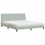 Cumpara ieftin Pat cu saltea, gri deschis, 180x200 cm, catifea