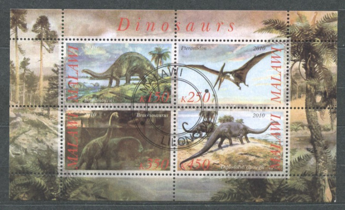 Malawi 2010 Dinosaurs, perf.sheetlet, used T.011