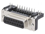 Conector D-Sub 15 Pini Soclu Mamă Unghi 90&deg; THT UNC 4-40