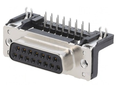 Conector D-Sub 15 Pini Soclu Mamă Unghi 90&amp;deg; THT UNC 4-40 foto