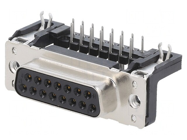 Conector D-Sub 15 Pini Soclu Mamă Unghi 90&deg; THT UNC 4-40