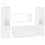 Set mobilier de baie, 4 piese, alb, lemn prelucrat