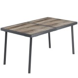 Outsunny Masă de Patio, Masă de Balcon, Masă de Dining pentru Exterior 145 x 85 cm pentru 6 Persoane cu Efect de Lemn, Cadrul din Oțel, Gri | Aosom Ro