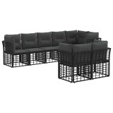 vidaXL Set de canapele de exterior cu pernă 6 pcs Negru Poliester 3437513