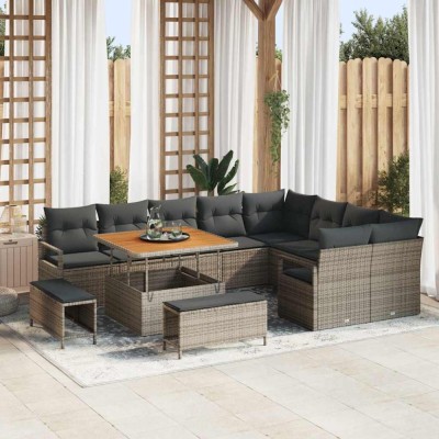 vidaXL Set de canapele pentru grădină 12 pcs Gri 100 x 100 x 71 cm 3364508 foto