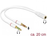 Adaptor Stereo jack 3.5mm la 2 x jack 3.5mm 3 pini pentru casca + microfon (iPhone) M-T, Delock 65585