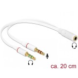 Adaptor Stereo jack 3.5mm la 2 x jack 3.5mm 3 pini pentru casca + microfon (iPhone) M-T, Delock 65585