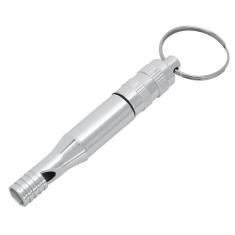 Fluier supravietuire aluminiu cu compartiment depozitare impermeabil si inel prindere, 73 mm, argintiu