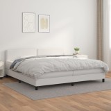 VidaXL Pat box spring cu saltea, alb, 200x200 cm, piele ecologică 3141084