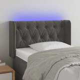 VidaXL Tăblie de pat cu LED, gri &icirc;nchis, 83x16x78/88 cm, catifea 3123603