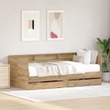 vidaXL Daybed cu sertare Stejar artizanal Lemn prelucrat 90 x 190 cm