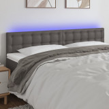 VidaXL Tăblie de pat cu LED, gri, 180x5x78/88 cm, piele ecologică