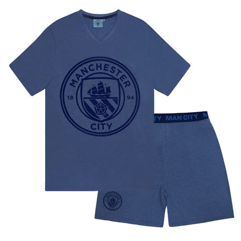 Manchester City pijamale de bărbați Short Blue Marl - L