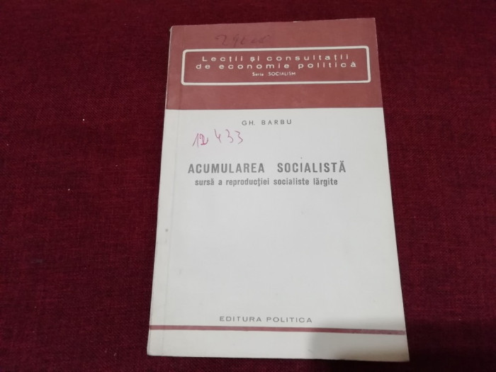 GH BARBU - ACUMULAREA SOCIALISTA 1961