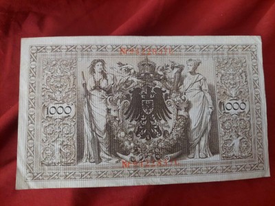 Bancnota Germania 1000 Marci 21 APRILIE 1910 bERLIN,sigiliu roșu Reichsbanknote foto