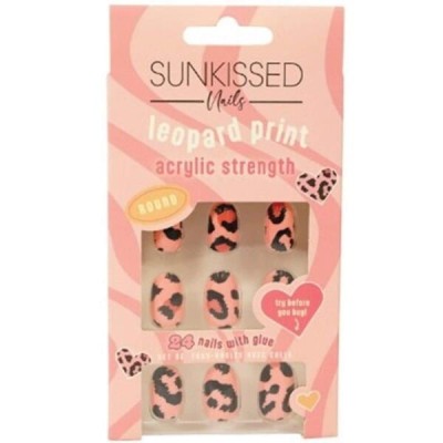 Set Unghii False Rotunde, Sunkissed, Leopard Print, 24 bucati, Lipici inclus foto