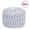 VidaXL Frânghie de barcă, alb, 8 mm, 50 m, polipropilenă
