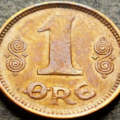 Moneda istorica 1 ORE - DANEMARCA, anul 1920 * cod 392 A = RARA