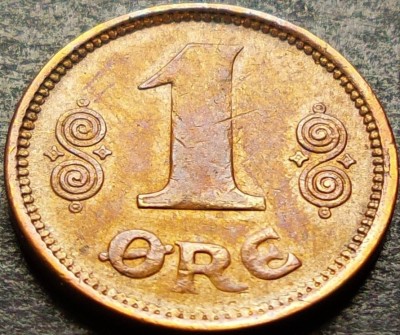 Moneda istorica 1 ORE - DANEMARCA, anul 1920 * cod 392 A = RARA foto