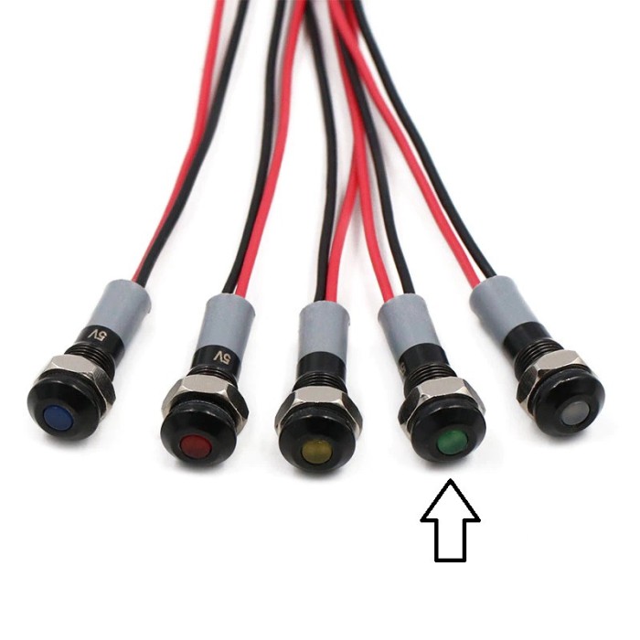 Indicator LED luminos, cap plat, IP67, Verde, 5V, 6mm