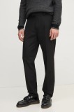 Sisley pantaloni barbati, culoarea negru, drept, 4NGUSF04P