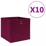 vidaXL Cutii depozitare 10 buc. roșu &icirc;nchis, 28x28x28cm textil nețesut