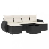 Cumpara ieftin Set canapele de gradina cu perne, 7 piese, negru, poliratan