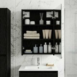 vidaXL Dulap cu oglindă pentru baie Stejar Negru 43 x 16 x 62.5 cm 889136