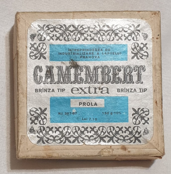 Cutie branza tip extra CAMEMBERT stampila anul 1976 Intrep Ind Laptelui Prahova