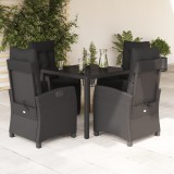 vidaXL Set mobilier de grădină cu perne, 5 piese, negru, poliratan 3212636