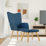 VidaXL Scaun de relaxare cu taburet, albastru, textil