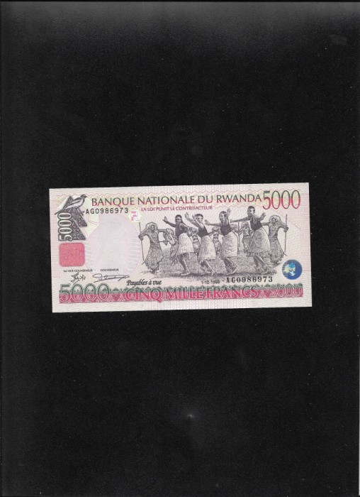 Rar! Rwanda 5000 5.000 francs 1998 seria0986973 unc