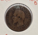 Franta 10 Centimes 1855 B km # 771 moneda din bronz