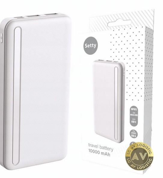 Baterie Externa Setty PB1-101 10000mAh 10W 2 x USB-A Alba
