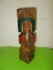 Arta precolumbiana - statueta azteca din LEMN , totem sculptat si pictat manual 29 cm , sculptura, Religie, America Latina
