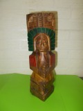 Arta precolumbiana - statueta azteca din LEMN , totem sculptat si pictat manual 29 cm , sculptura, Religie, America Latina