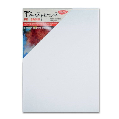 Panza Pictura pe Sasiu DACO, 40x60 cm, 380 g/m&amp;sup2;, 3 Straturi de Grund Preaplicat, Panza pentru Pictura, Panza pe Sasiu Bumbac, Sasiu cu Panza, Sasiu cu foto