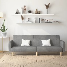 vidaXL Canapea extensibila cu 2 locuri, gri deschis, textil foto