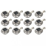 vidaXL Lămpi solare de exterior LED, 12 buc., alb, 12 cm, rotund