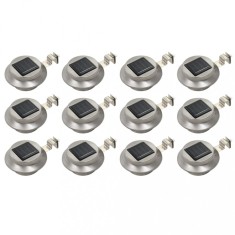 vidaXL Lămpi solare de exterior LED, 12 buc., alb, 12 cm, rotund