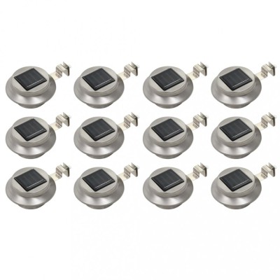 vidaXL Lămpi solare de exterior LED, 12 buc., alb, 12 cm, rotund foto