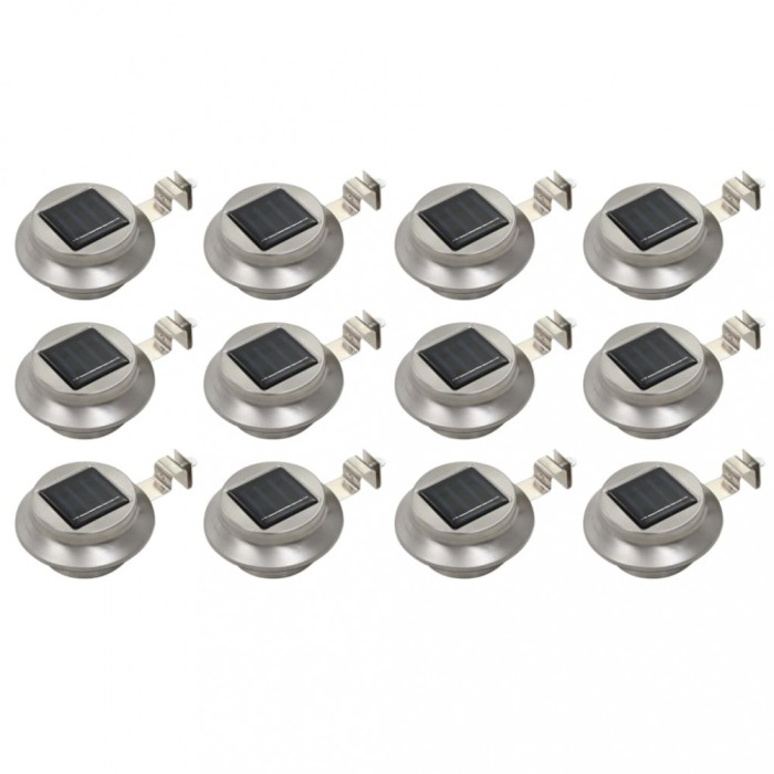 vidaXL Lămpi solare de exterior LED, 12 buc., alb, 12 cm, rotund