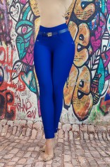 L906-4 Pantaloni eleganti din material elastic cu curea in talie