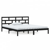 Cadru de pat dublu 4FT6, negru, 135x190 cm, lemn masiv