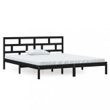 Cumpara ieftin Cadru de pat dublu, negru, 135x190 cm, lemn masiv