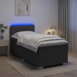 Cumpara ieftin Pat boxspring cu saltea Gri inchis 80 x 200 cm Tesatura