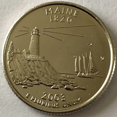 AMERICA QUARTER 1/4 DOLLAR 2003 LITERA P.(Farul Pemaquid Point-MAINE) PL.PLATINA foto
