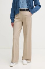 Sisley pantaloni femei, culoarea bej, lat, high waist, 4BYWLE03G
