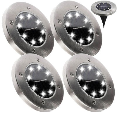 Spot solar incastrabil, set 4 bucati, 8 LED-uri SMD, senzor crepuscular, IP54, otel inoxidabil foto