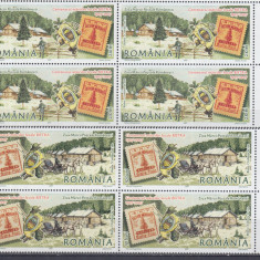 2007 LP 1773 ZIUA MARCII POSTALE ROMANESTI BLOCURI DE 4 TIMBRE CU VINIETE MNH